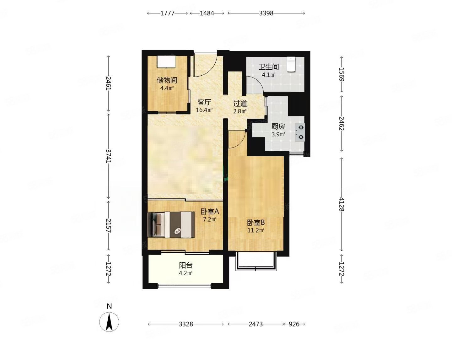 嘉華世紀(jì)2室1廳1衛(wèi)92.47㎡南528萬
