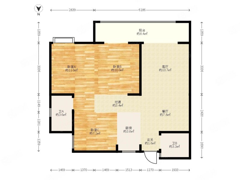 康城一品3室2厅2卫103.48㎡东105万