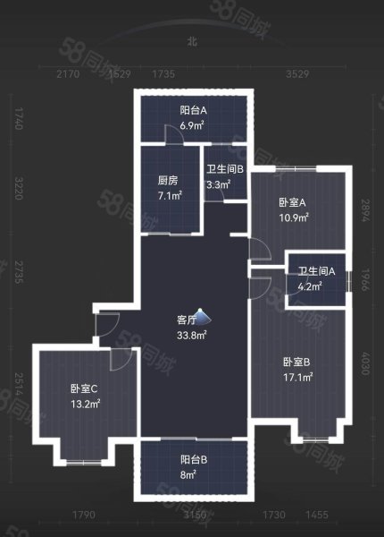 工大花园3室2厅2卫140㎡南北88万