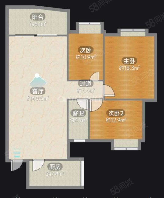 渝北石油小区3室2厅1卫101㎡南北64万