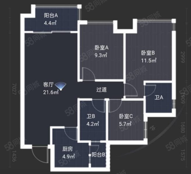 金科龙悦江山3室2厅2卫88.15㎡南108万