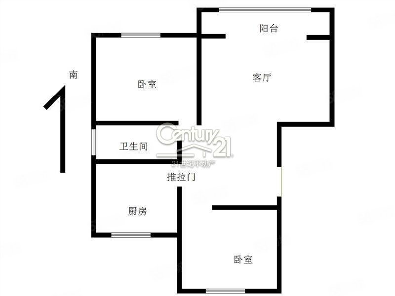 华景时代二期2室1厅1卫91㎡南北58万