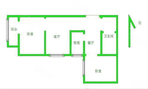 丽景华庭2室2厅1卫71.94㎡南北62.8万