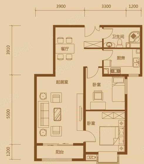 丰水源清华苑3室2厅1卫74.38㎡南39万