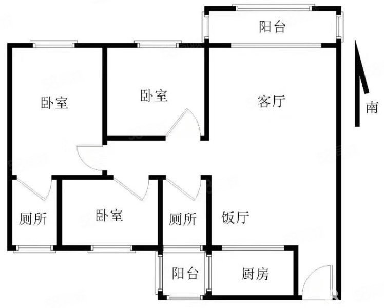 美业花园3室2厅2卫102㎡南北58.8万