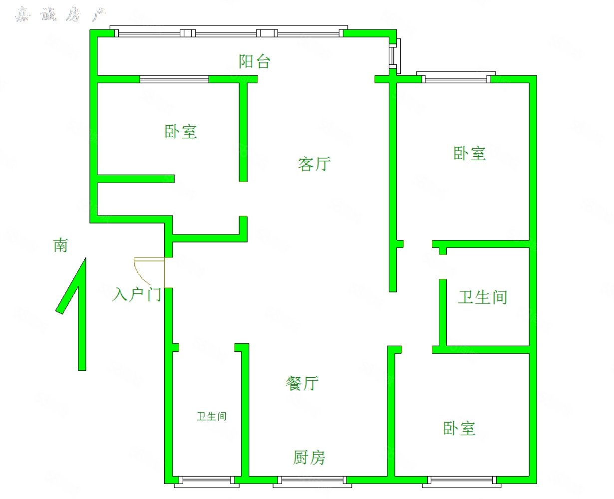 景城花园(青州)3室2厅2卫143㎡南北100万