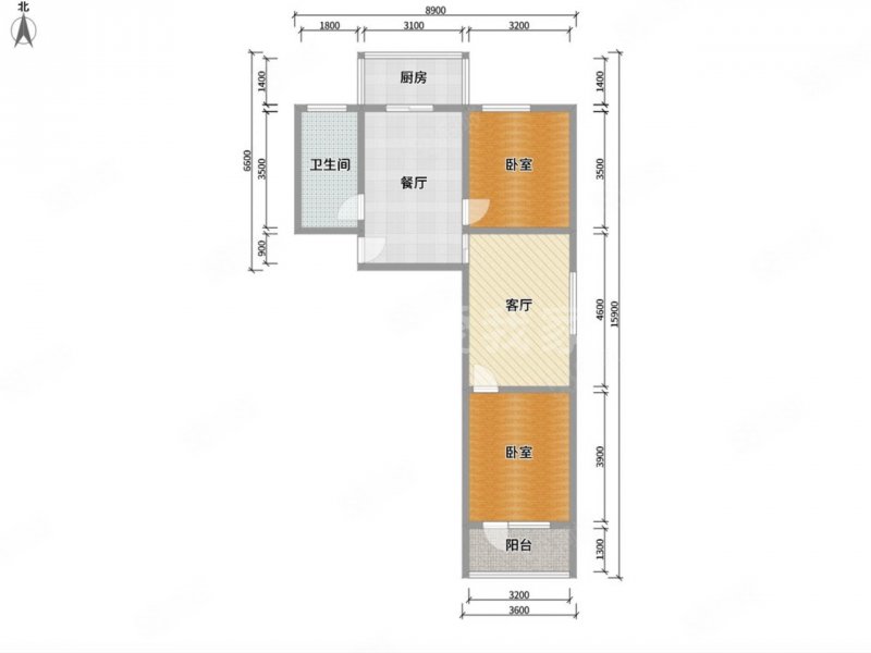 桥东小区L区2室2厅1卫94.9㎡南北57万