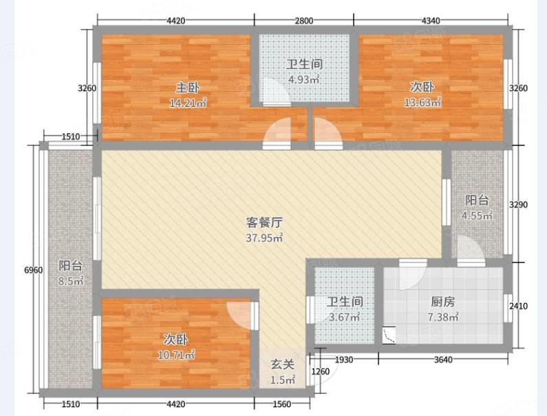 恒昌卢浮公馆3室2厅2卫160㎡南北194万