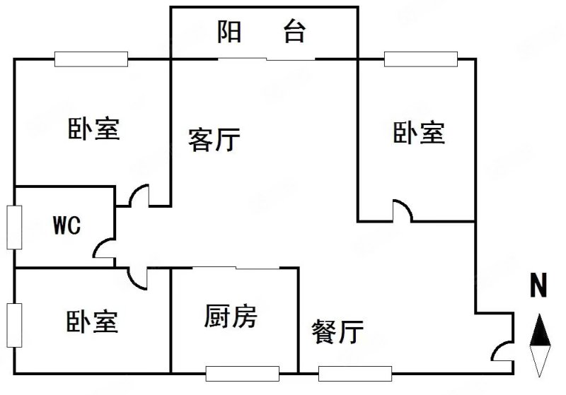 高投德邻院3室2厅1卫101㎡南北68万