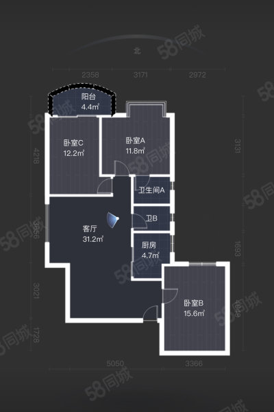 金桂园3室2厅2卫111.9㎡南北420万