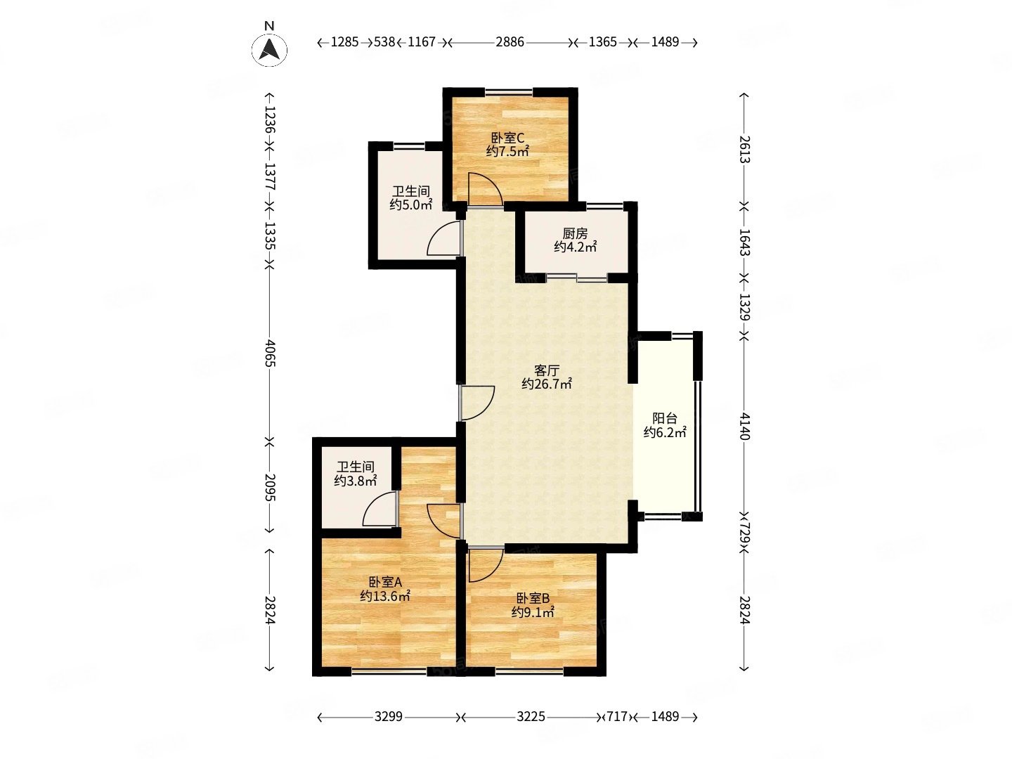 保利堂颂3室2厅2卫120㎡东169万