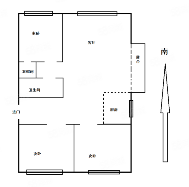 万科弗农小镇3室2厅1卫97.96㎡南北225万