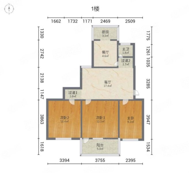 农灌所家属院3室1厅1卫81㎡南北34万