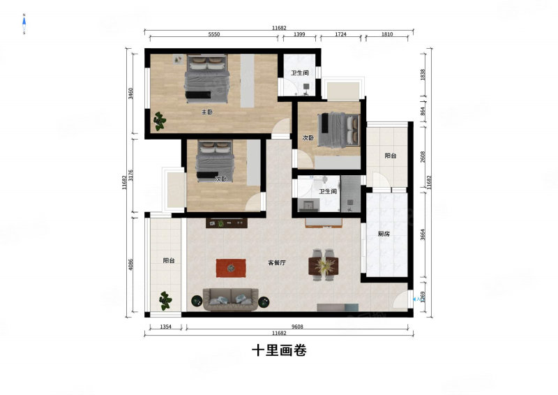 隆鑫十里画卷3室2厅2卫115㎡东178万