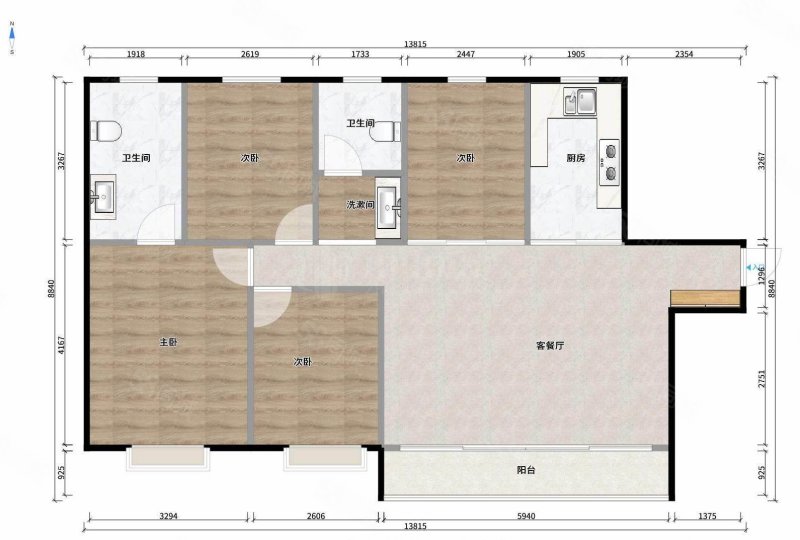 万科天一玖著4室2厅2卫128.31㎡南北209万