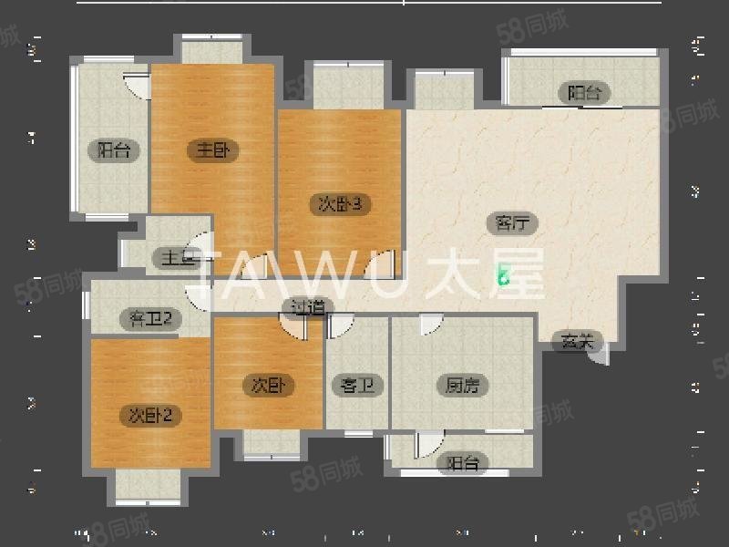 雅鹿新苑(三期)4室2厅3卫189.79㎡南北720万