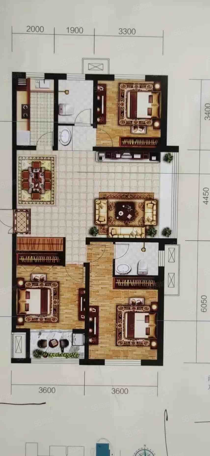 绿城国际3室2厅2卫133㎡南89.9万