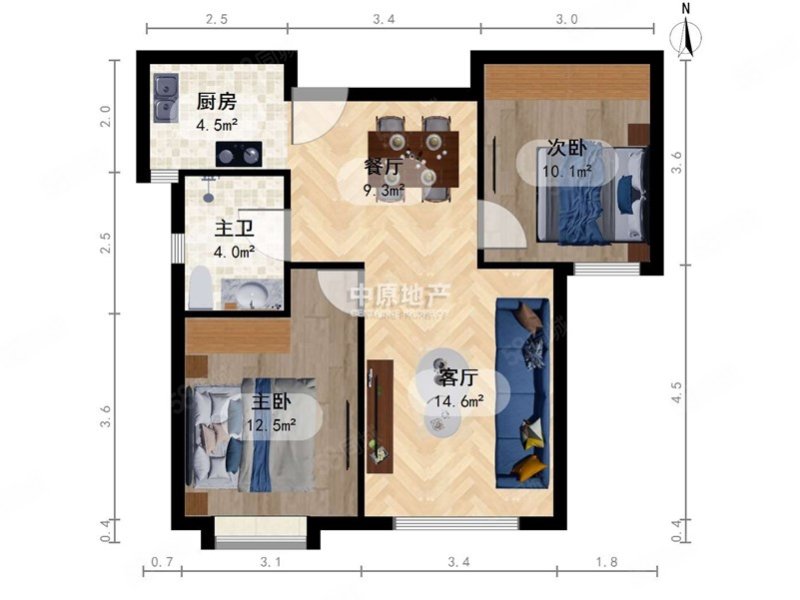 正荣润璟湾2室2厅1卫81.85㎡南138.5万