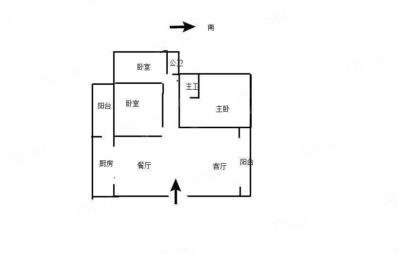 汇东盛景3室2厅2卫114㎡南北60万