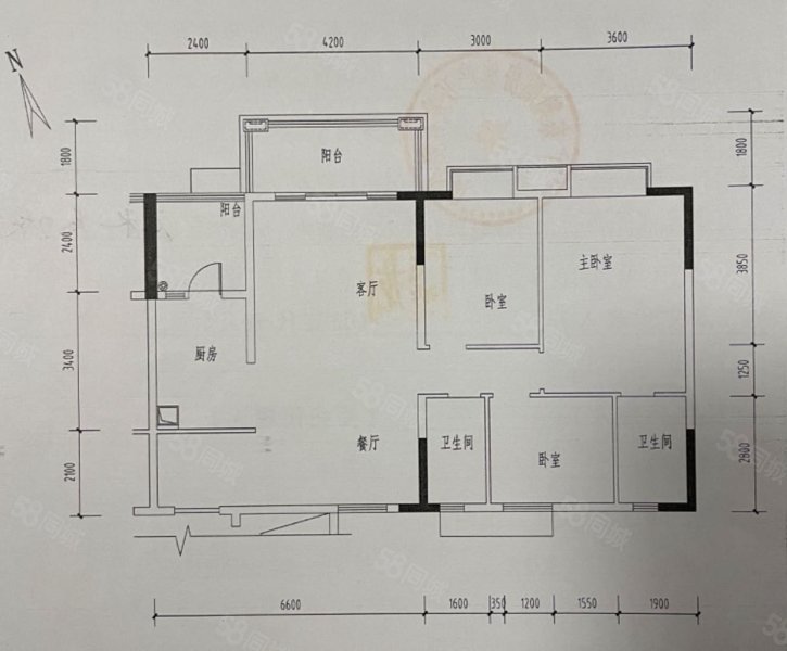 翔顺筠州花园一区3室2厅2卫128㎡东北68万