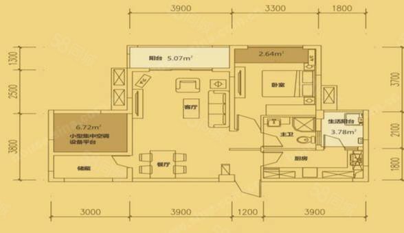 东原香屿2室2厅1卫70.29㎡南北73万