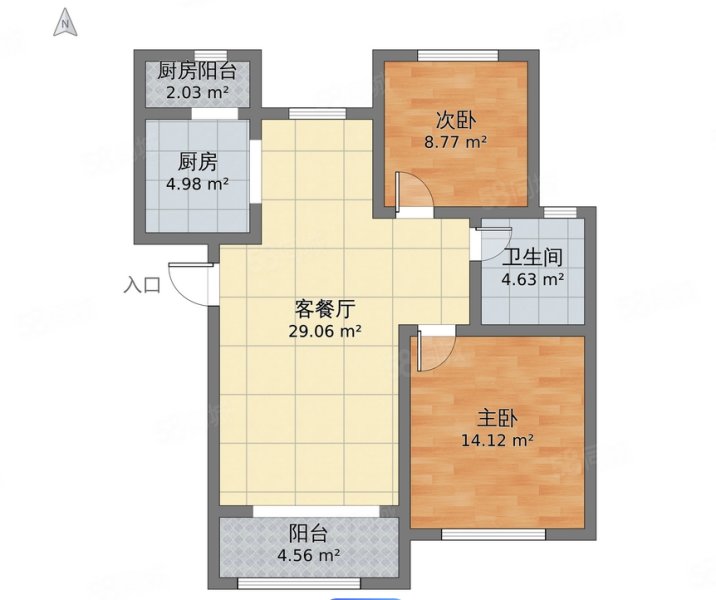 绿地海悦酒店式公寓感性达利2室2厅1卫60.12㎡南245万