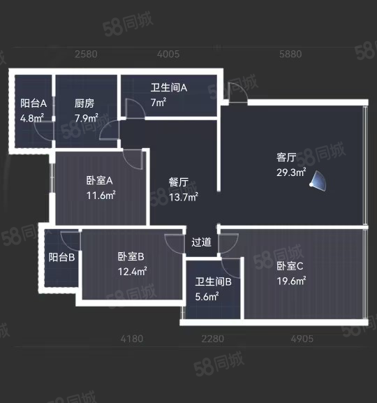 府河音乐花园3室2厅2卫132㎡南北168万