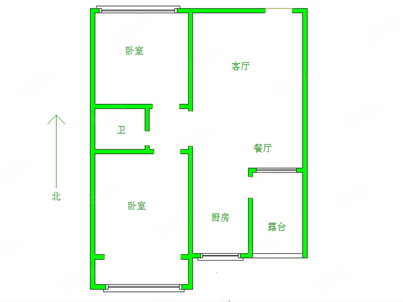 在水一方(C区)2室2厅1卫82.31㎡南北117.5万