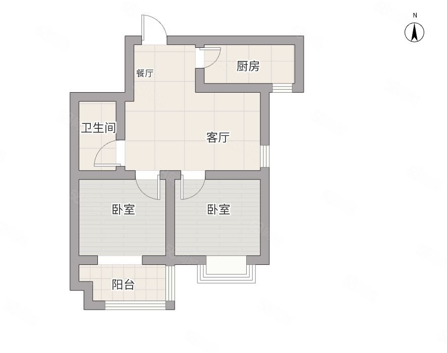 滨河新城2室2厅1卫84.69㎡南北29万