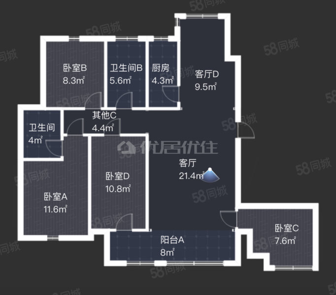 玫瑰庄园4室2厅2卫133㎡南北89.8万