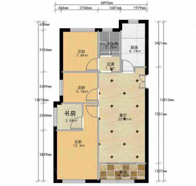 万科森林公园旭庭3室2厅1卫98.34㎡南北229万