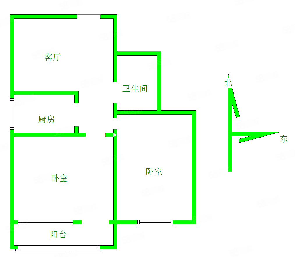 佳福苑小区2室2厅1卫77㎡南北125万