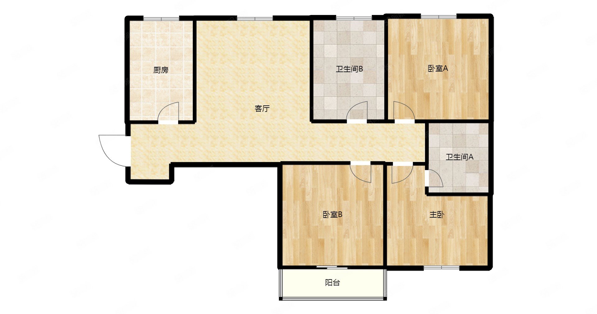 君悦财富广场3室2厅2卫140.3㎡南北178万