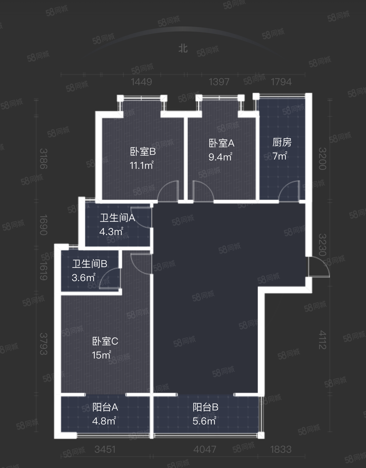 金源皇家园林3室2厅2卫133㎡南北148万