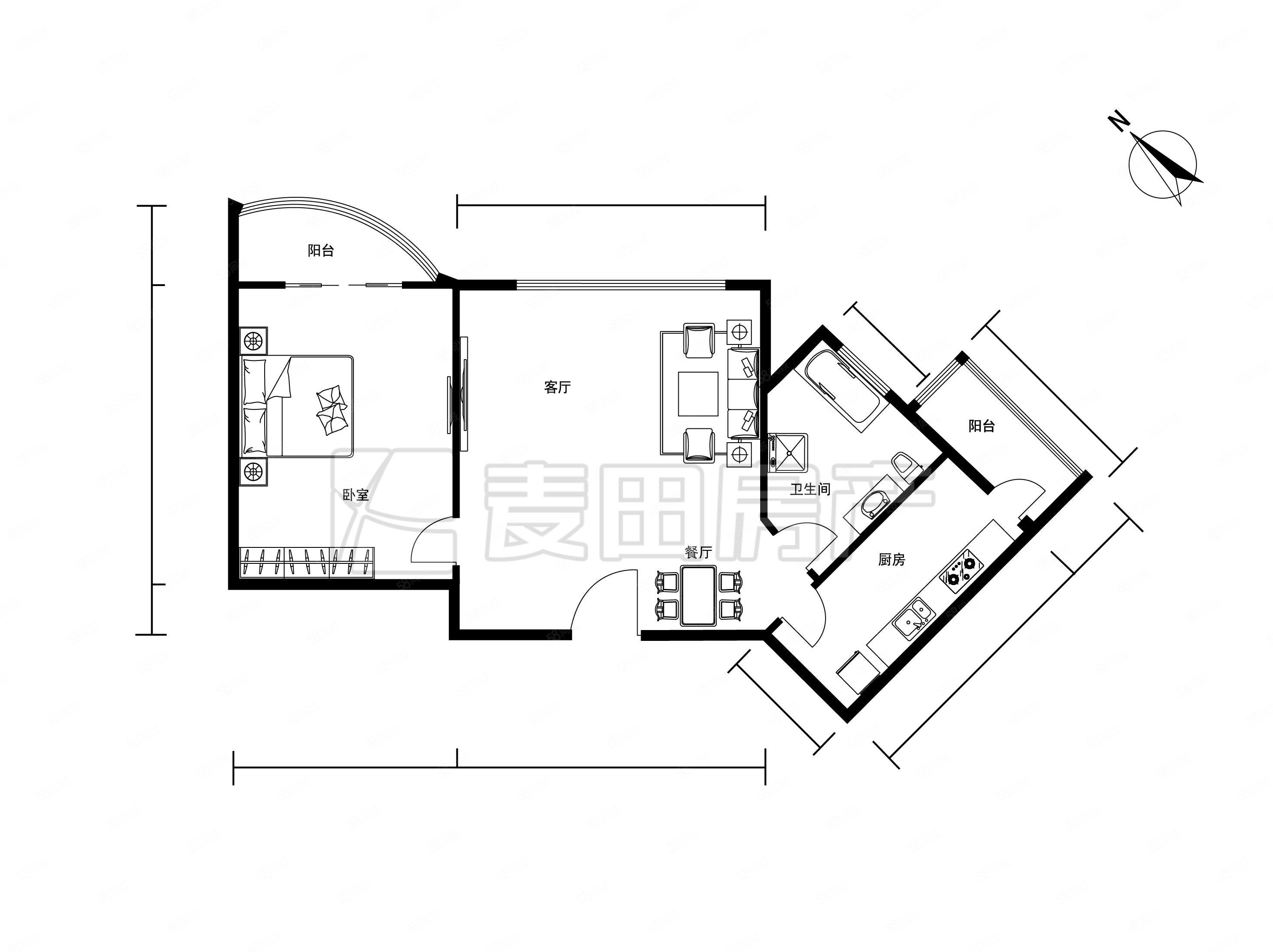 泰华滨河苑1室1厅1卫72㎡东北408万