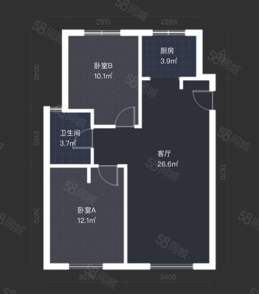 宏都熙景2室2厅1卫88.7㎡南北172万