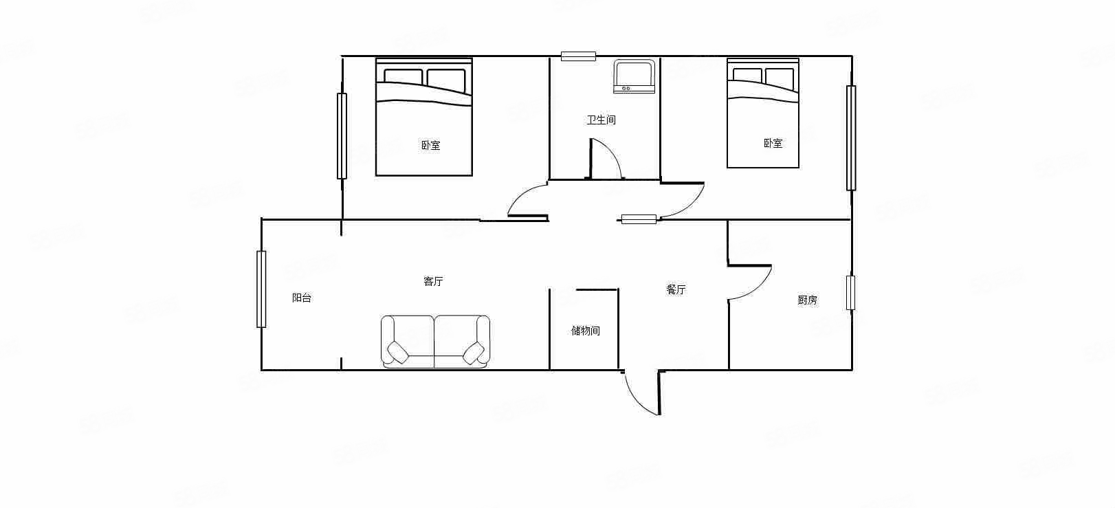 翡翠居2室2厅1卫110㎡南北78万