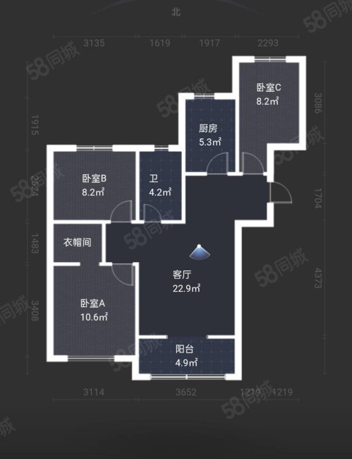 龙湖西苑3室2厅1卫95.88㎡南北38万