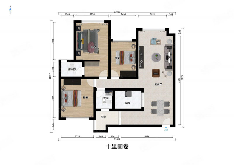 隆鑫十里画卷3室2厅2卫89.41㎡北145万