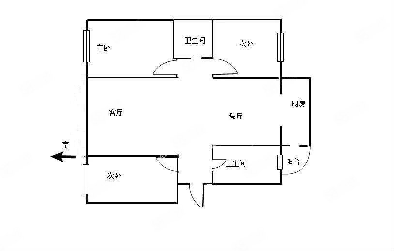 金安小区3室2厅2卫95.07㎡南北170万