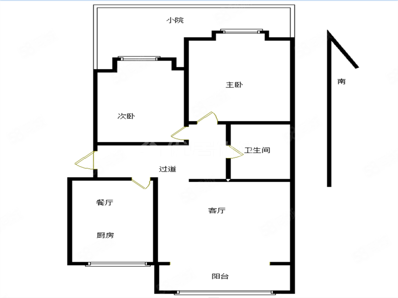 桥华世纪村紫华园2室2厅1卫95㎡南北98万