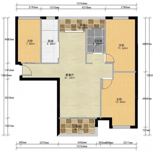 香鸢美颂3室2厅1卫94.96㎡南北248万