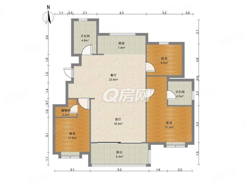 雍荣府3室2厅2卫128㎡南北310万