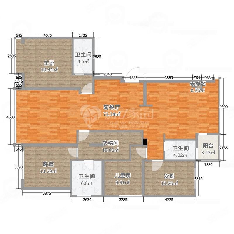 木杉河广场小区3室2厅2卫122㎡东66.8万