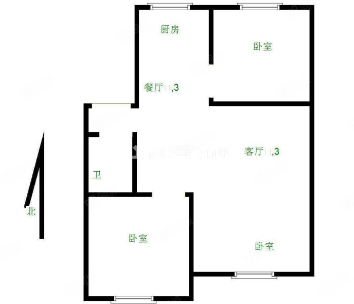 南苑绿景3室2厅1卫115.76㎡南北72万