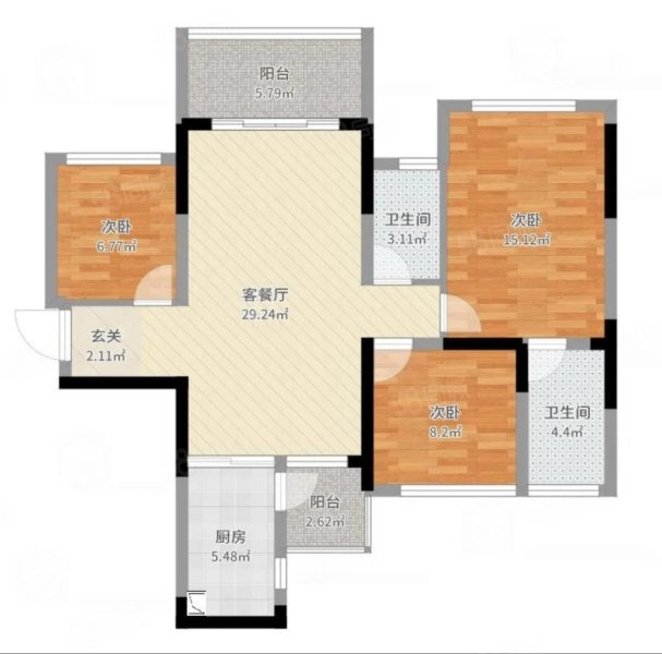 邦泰白沙鹭岛3室2厅2卫103㎡南北96.8万