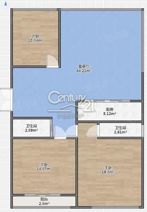 时代滨江3室2厅2卫123.04㎡南北578万