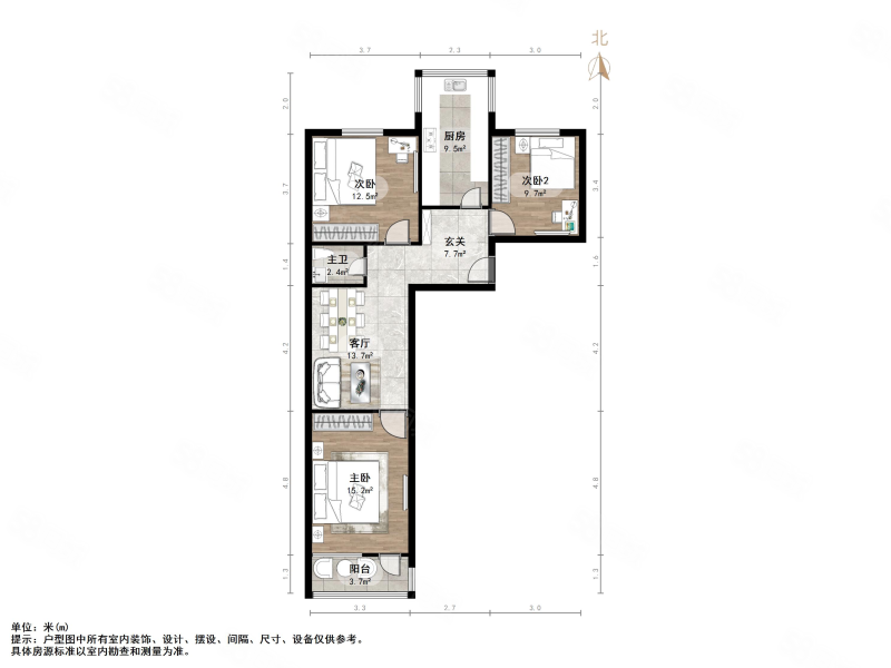 玉函东区3室1厅1卫96㎡南北99万