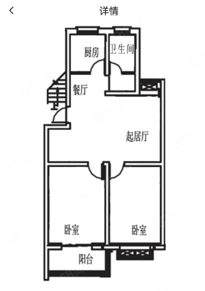 市府花苑2室1厅1卫91.46㎡南北65万