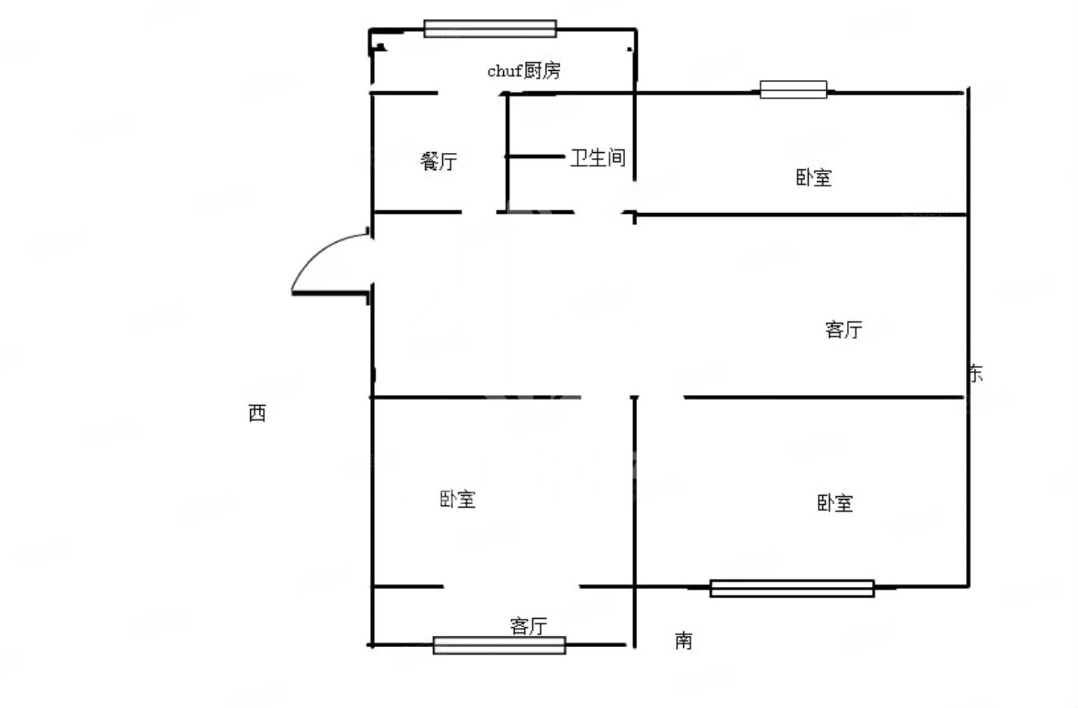 阳光花苑3室2厅1卫101㎡南北31万